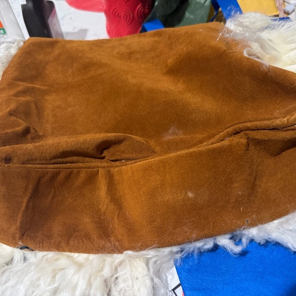 Mongolian Sheep Suede Leather Purse with Leather Handle with Swarovski Crystals. - Picture 5 of 8